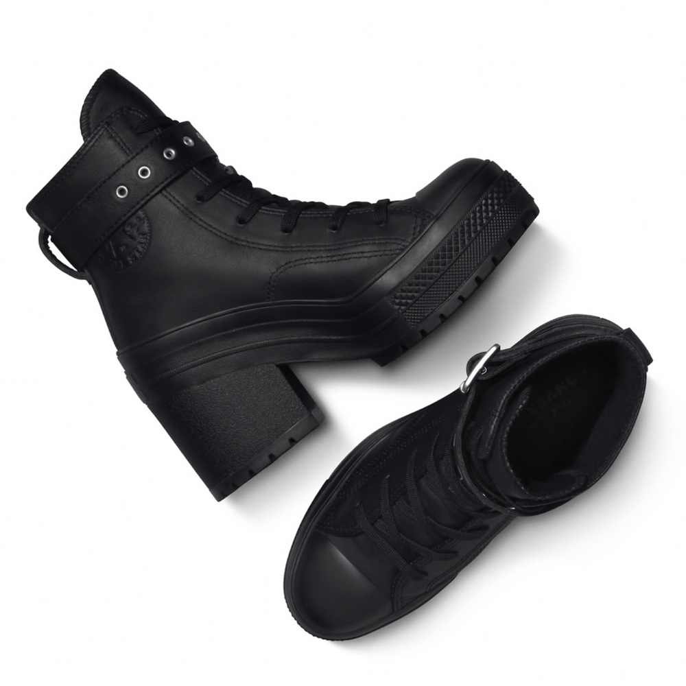 Converse Black High-Heel Lace-Up Boots - Picture 3 of 4